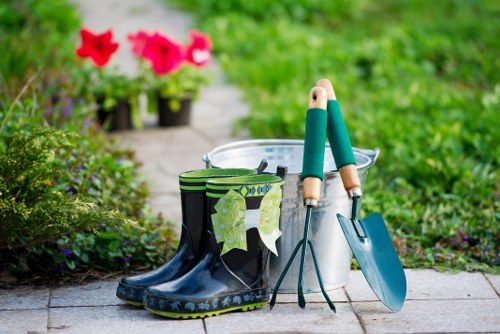 Overgrown garden being cleared in Chelsfield